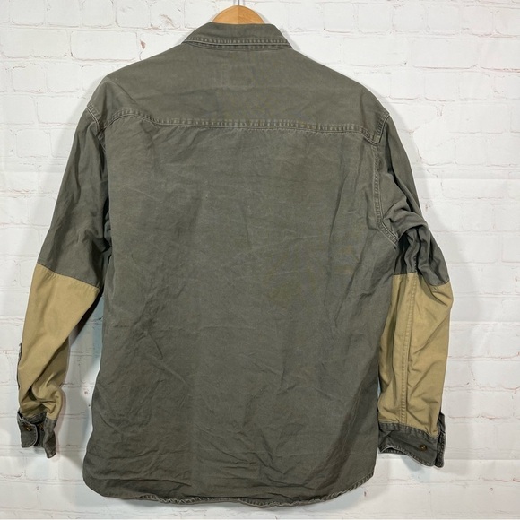 Vintage Cabela's Hunting Shirt Mens Large OD Green Canvas Elbow Patches - Picture 12 of 14